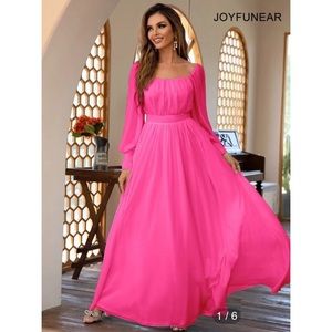 Hot Pink Ruched Sweetheart Sleeve